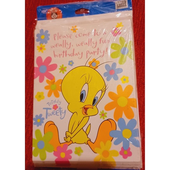 VTG 1997 TWEETY BIRD BIRTHDAY PARTY INVITATIONS - Picture 1 of 6